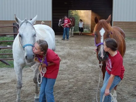 Children entering outdoor arena
