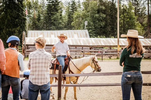 Head wrangler talking to guests